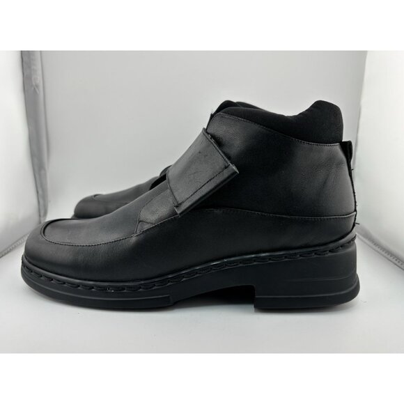 VINTAGE ROMIKA Women's Size 38 / 7.5 Black Faux Leather Cathy Hook & Loop Boots - Picture 4 of 9